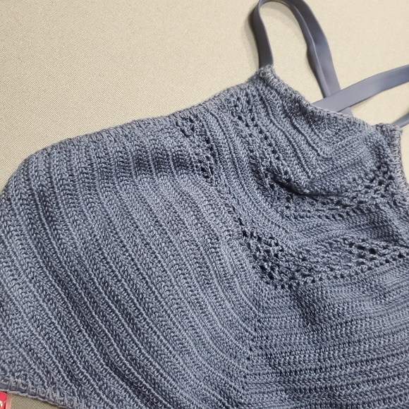 NWT Crochet High Neck Bikini Top Blue Swimsuit - Picture 4 of 7